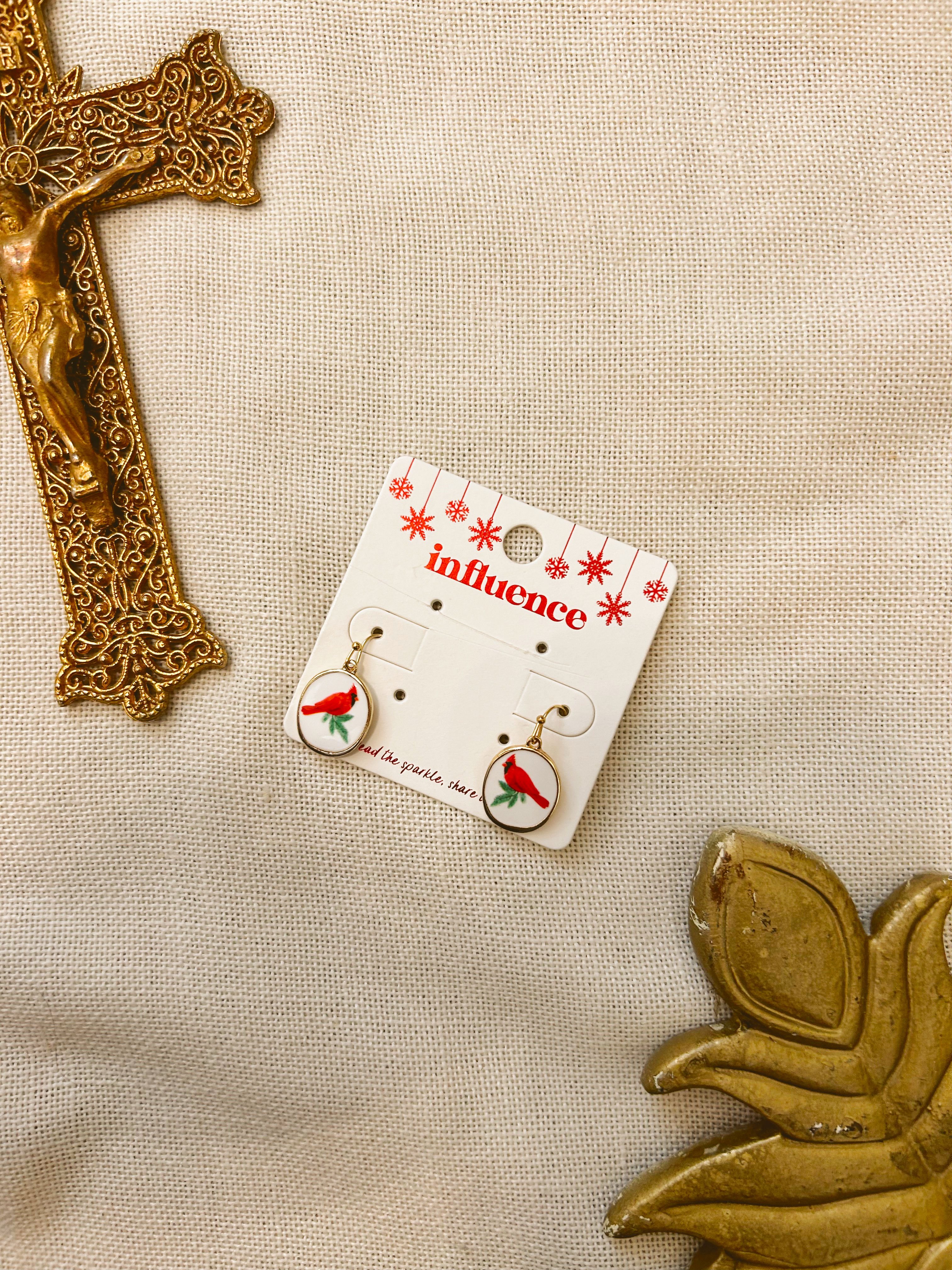 Cardinal Earrings Dangle