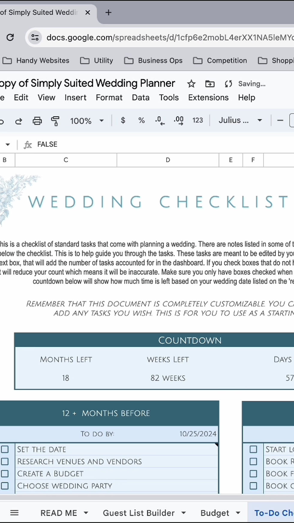 Thumbnail: Digital Wedding Planner Google Sheet Template