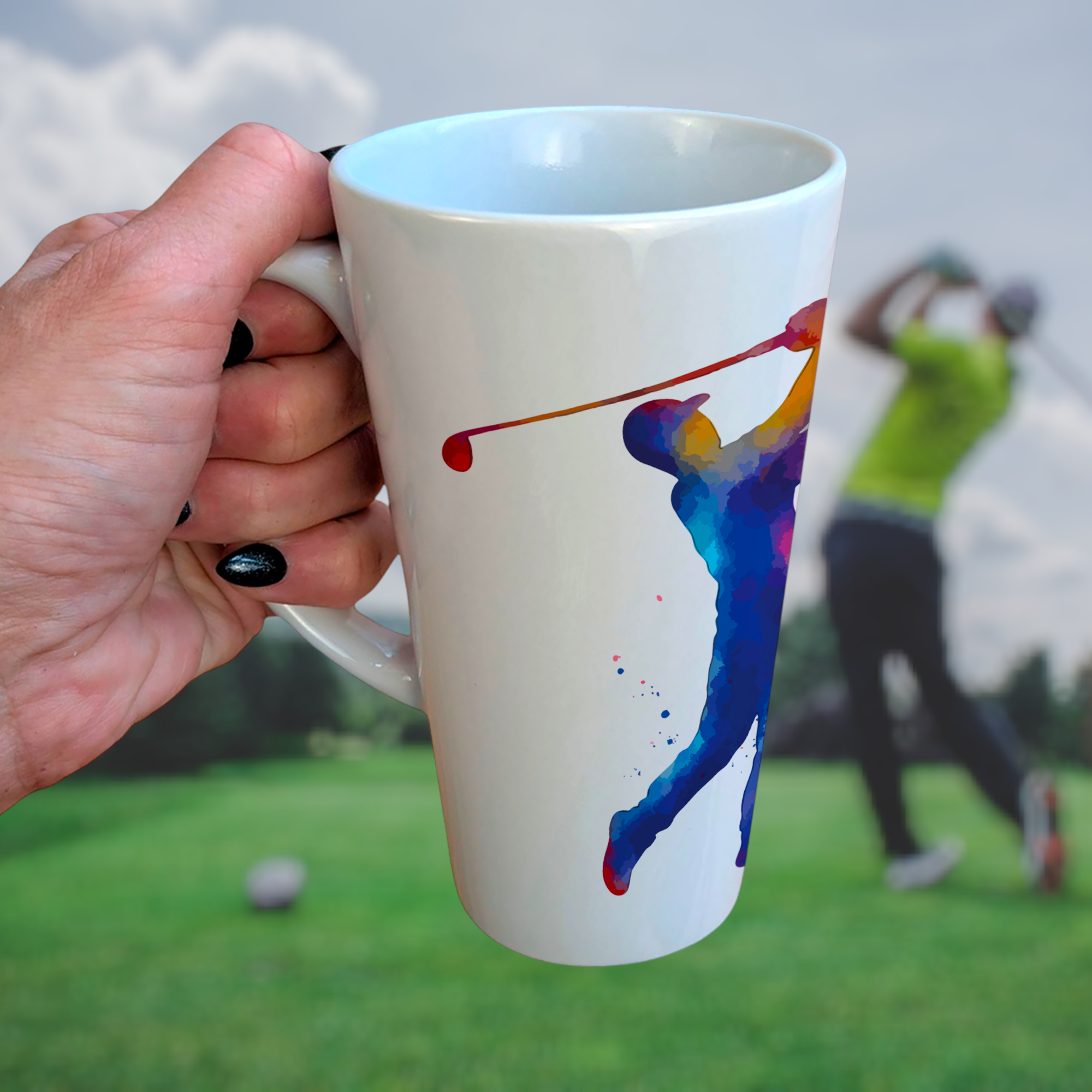 golfer golf art tall latte mug