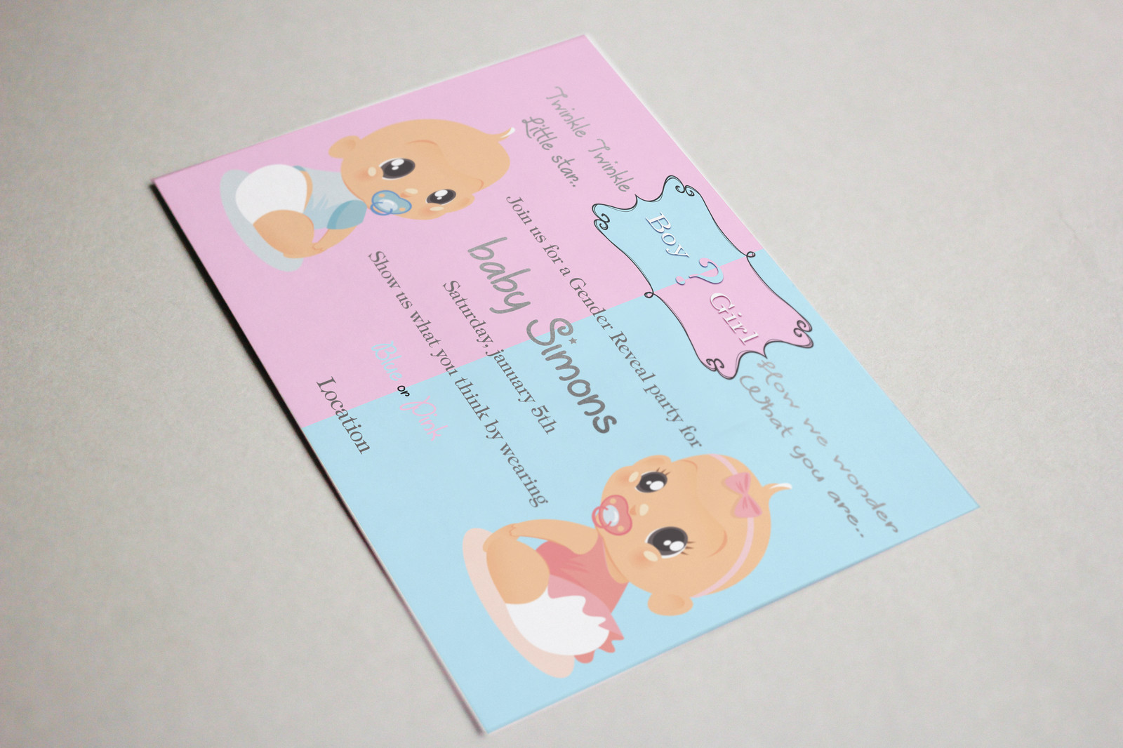 Gender Reveal Party uitnodiging Gender Reveal Party uitnodiging
