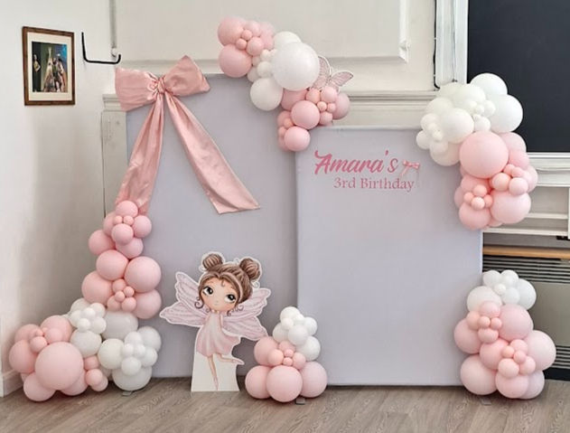 6FT AND 5FT FAIRY THEMED BACKDROP AND BALLOONS