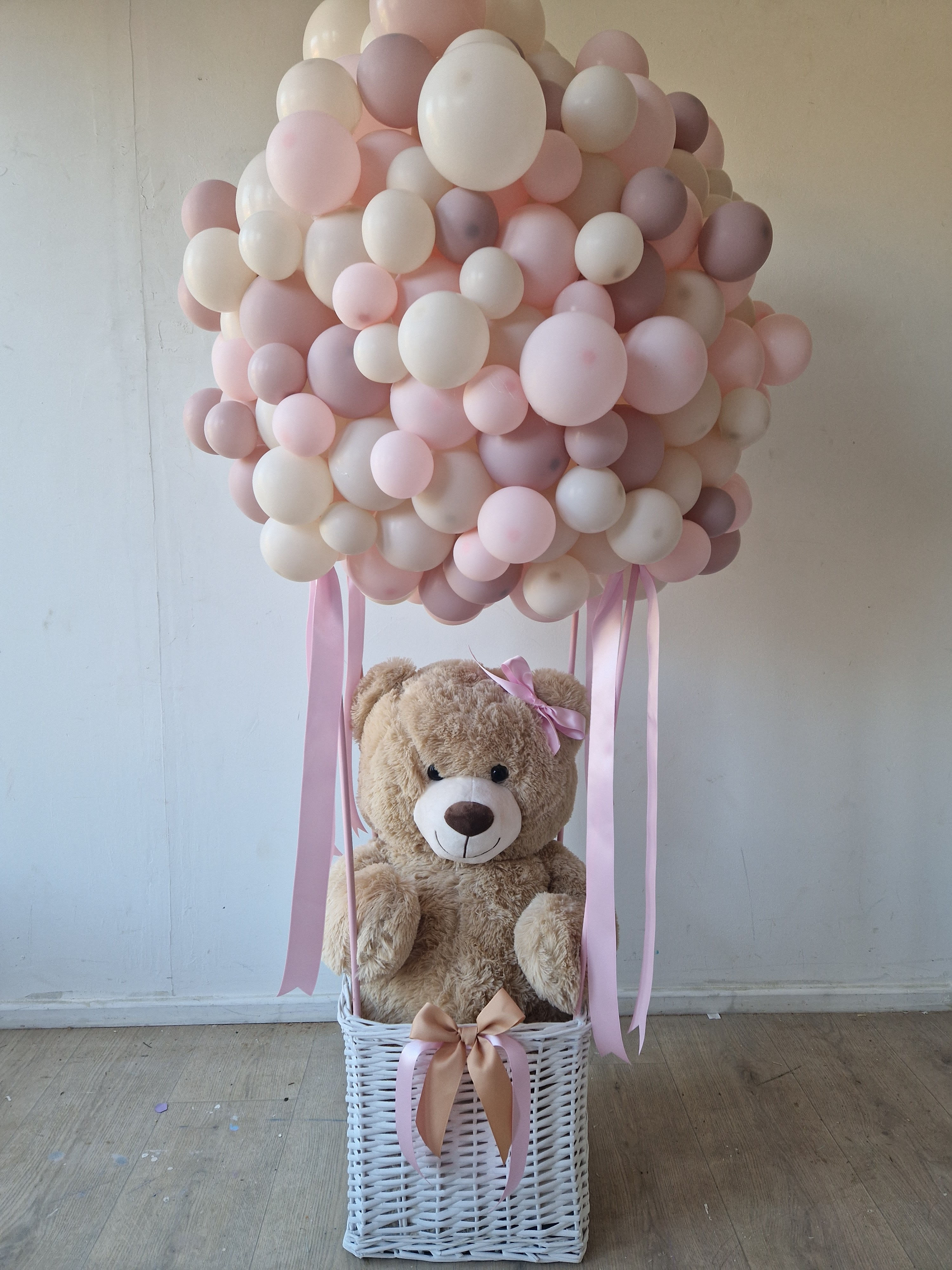 wicker basket teddy hot air balloon 