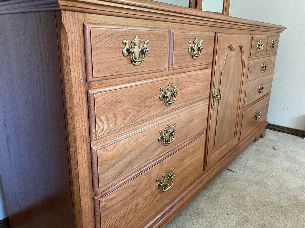 Thumbnail: Vintage Dresser and Side Table Set with Mirror