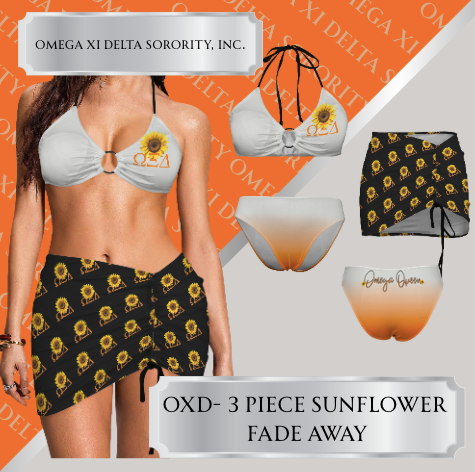OXD- 3 piece Sunflower Fade away SWIMSUIT
