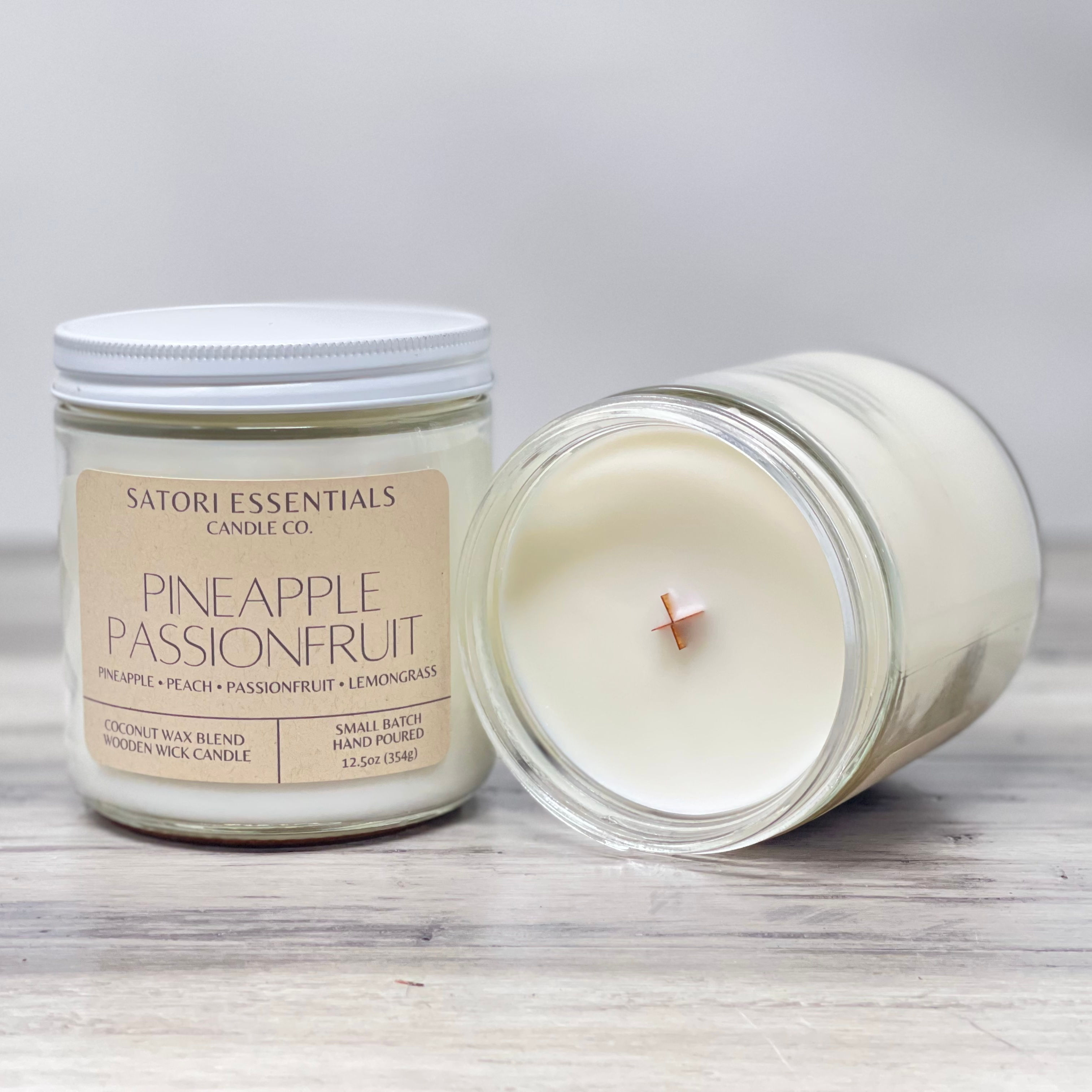 PINEAPPLE PASSIONFRUIT scented crackling wood wick candle