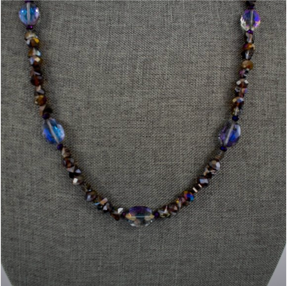 Thumbnail: 35 3/4" Magical Fairy Purple Faceted Crystal Glass Necklace