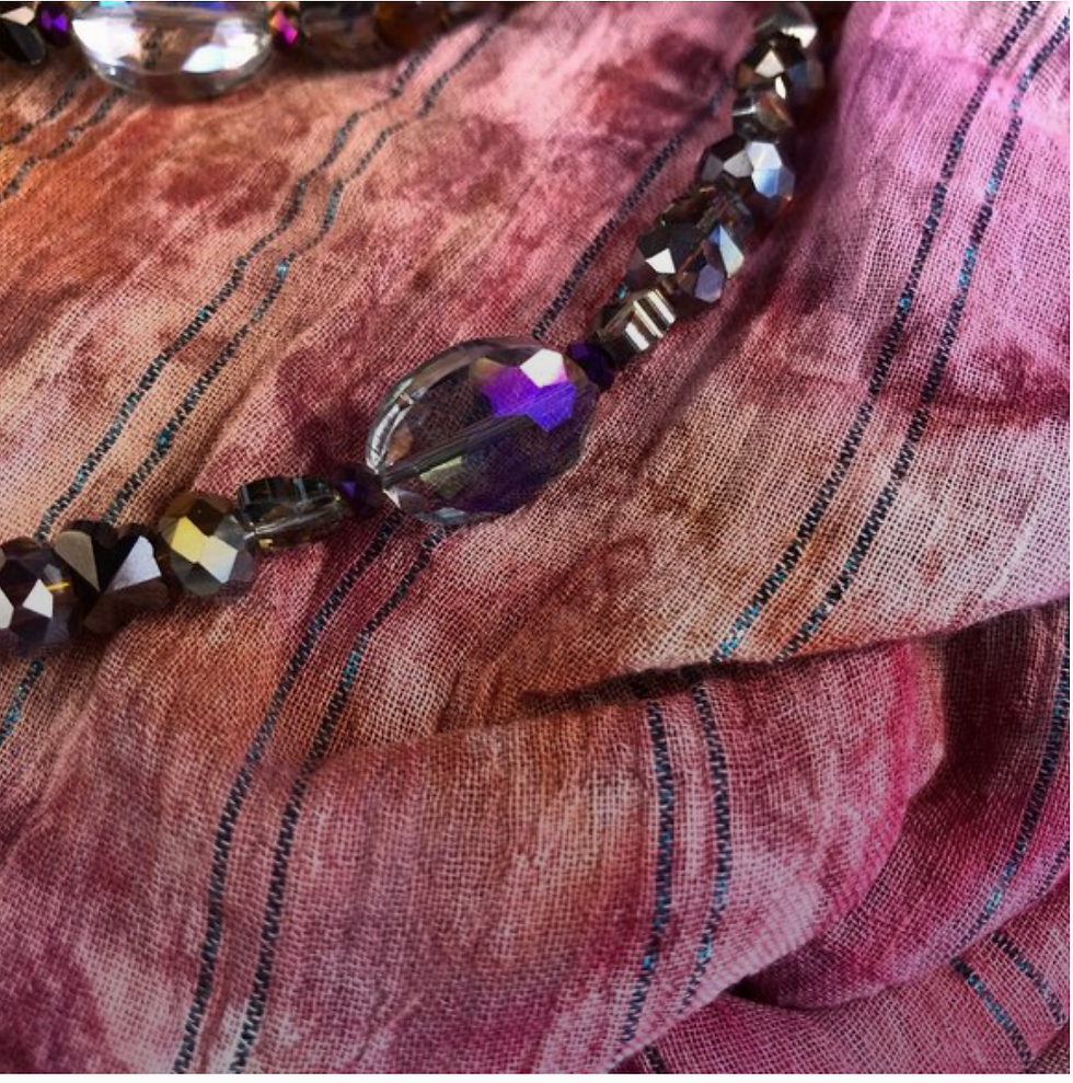 Thumbnail: 35  3/4" Magical Fairy Purple Faceted Crystal Glass Necklace