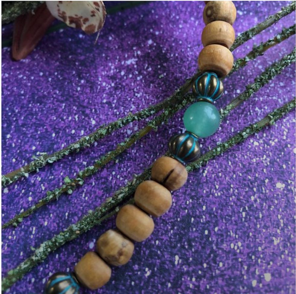 Thumbnail: 25" Natural Tulasi with 2 1/4" brass Ganesh and A+++ Jade Beads