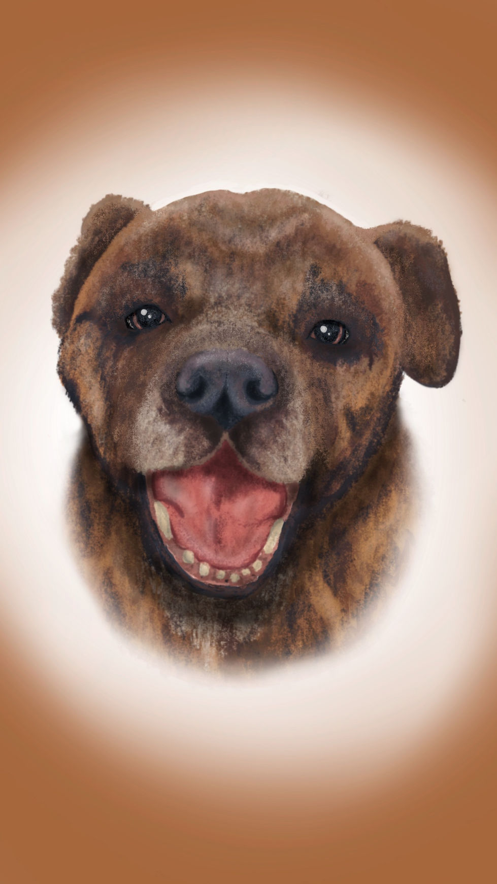A mastiff smiling towards you.