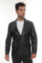 Apollo Classic Formal Black Leather Blazer, front view — By Kani.