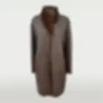 Women's brown sheepskin coat front view.