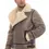 Thumbnail: A man wearing a taupe brown shearling jacket, side view (2) — By Kani.