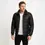 Thumbnail: A man wearing a black leather puffer jacket, front view