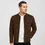 Thumbnail: A man wearing a brown suede jacket, front view
