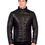 Thumbnail: A man wearing a black leather puffer jacket.