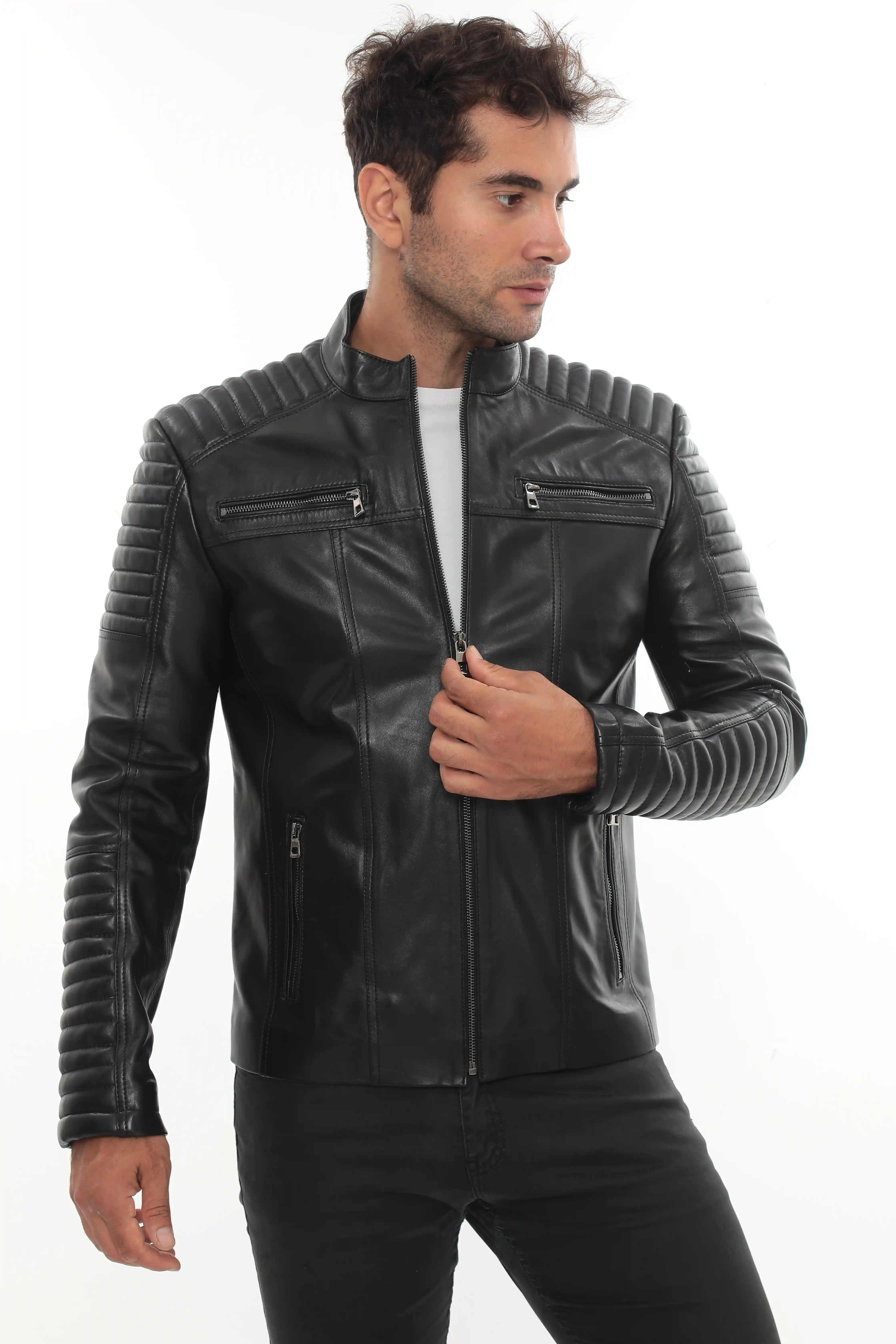 Ronin Stylish Black Leather Moto Jacket for Men