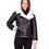 Thumbnail: A woman wearing a black shearling jacket with white wool collar.