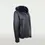 Thumbnail: Women's black hooded shearling coat side view.
