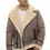 Thumbnail: A man wearing a taupe brown shearling jacket, front view (2) — By Kani.