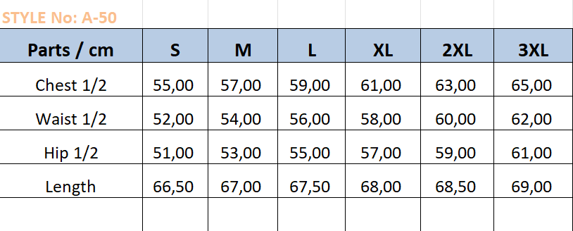 Thumbnail: Size chart.