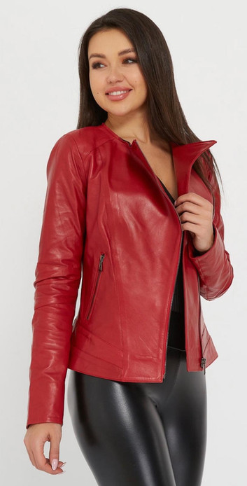 Red Color Leather Jacket For Women