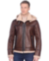 A man wearing a hooded shearling jacket.