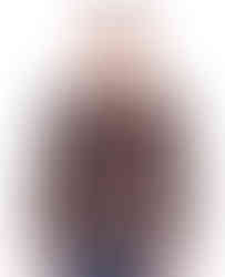 A man wearing a brown hooded shearling jacket, front view - By Kani.