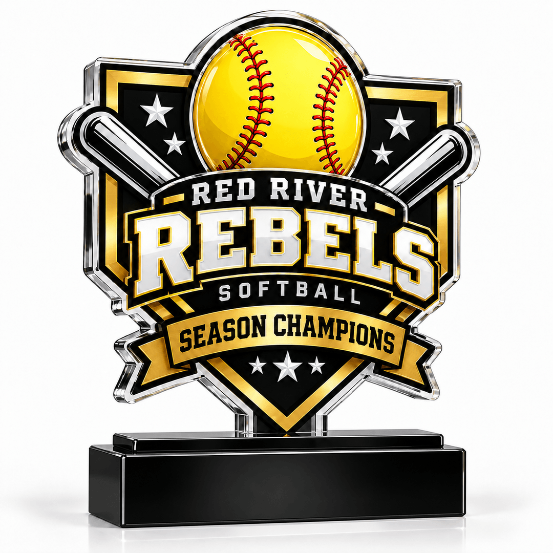 Custom acrylic softball season champions trophy