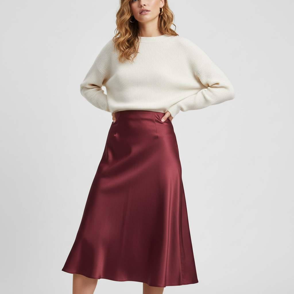 Satin Midi Skirt