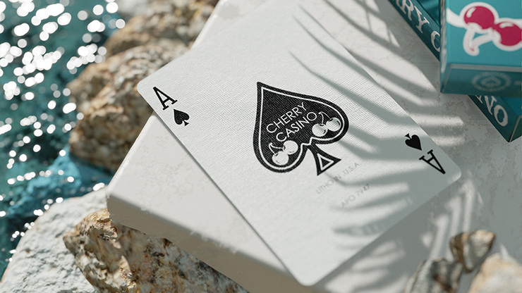 Thumbnail: Cherry Casino (Tropicana Teal) Playing Cards by Pure Imagination Projects