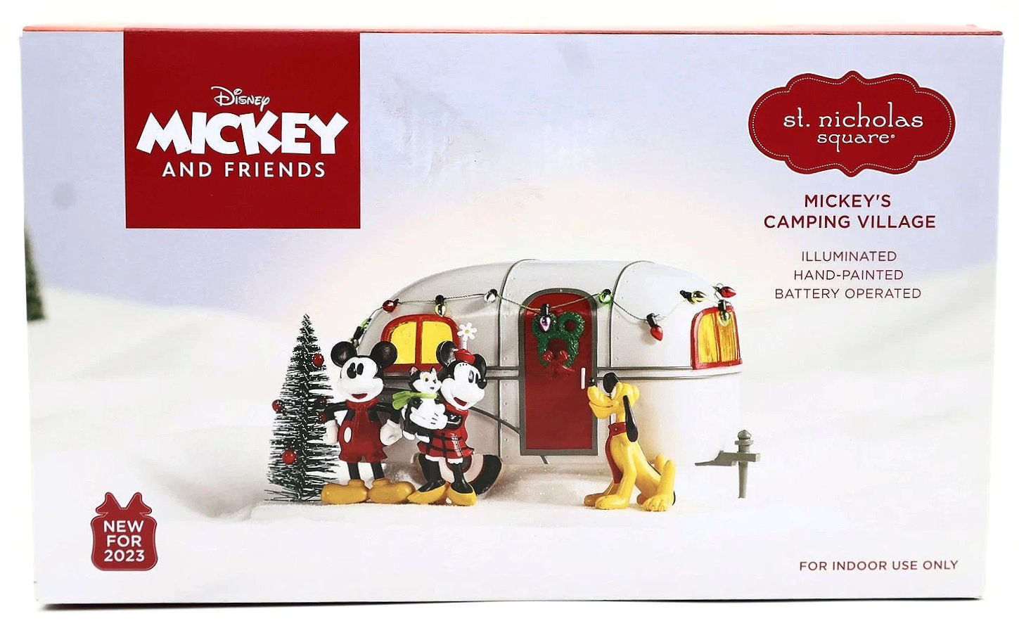 Disney St Nicholas Square Mickey's Camping Village LED Christmas 2023 New