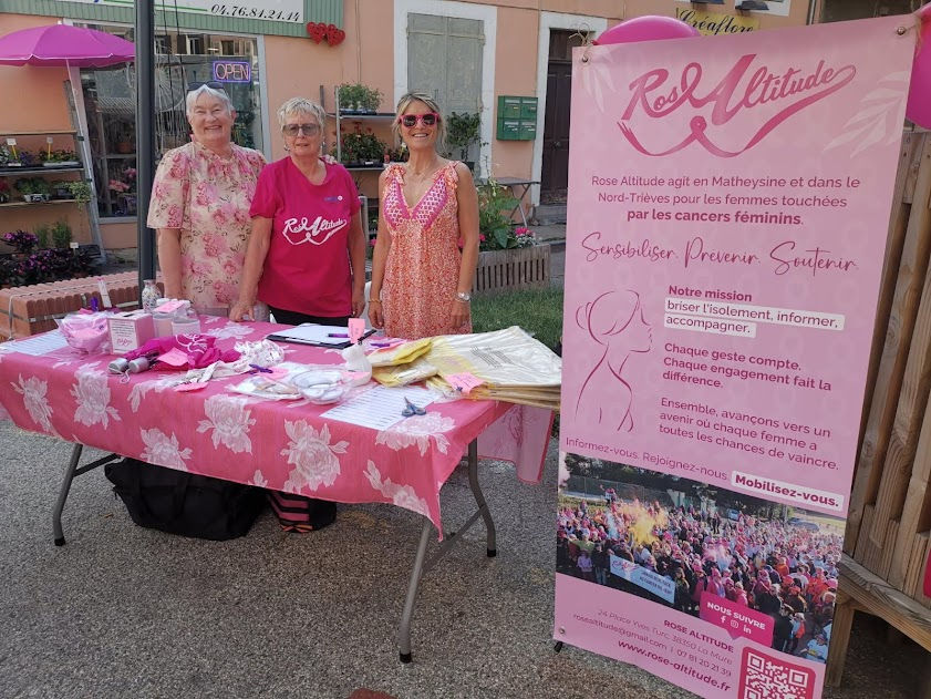 Du Rose pour le stand de vente et de prévention