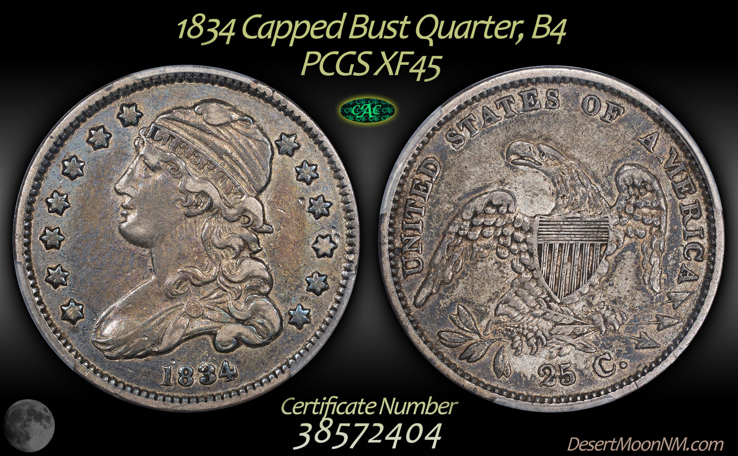 1834 Quarter, PCGS XF45