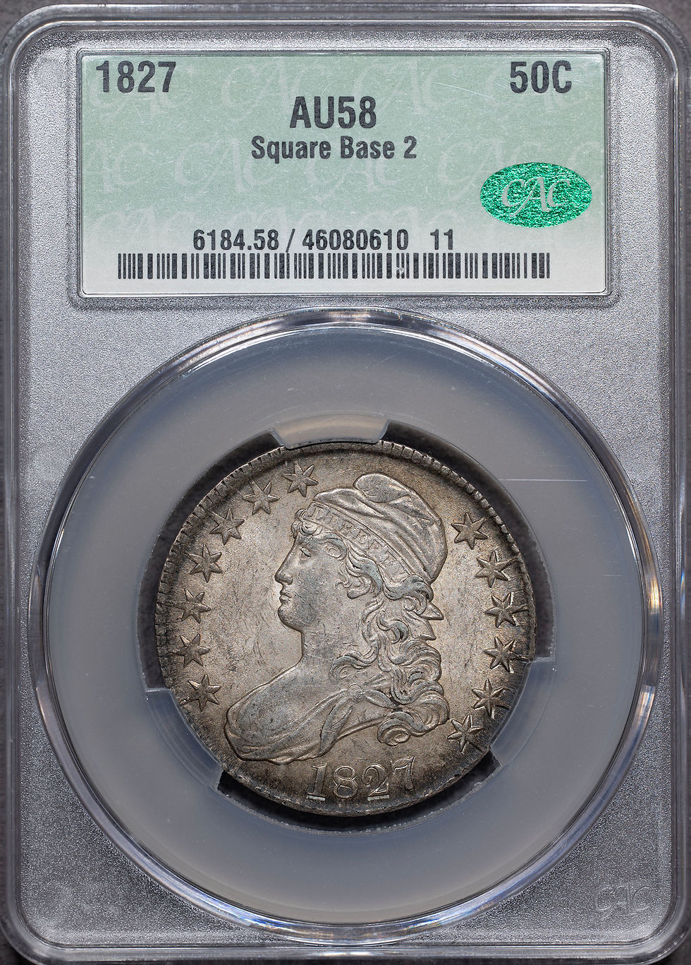 Thumbnail: 1827 Bust Half, CACG AU58