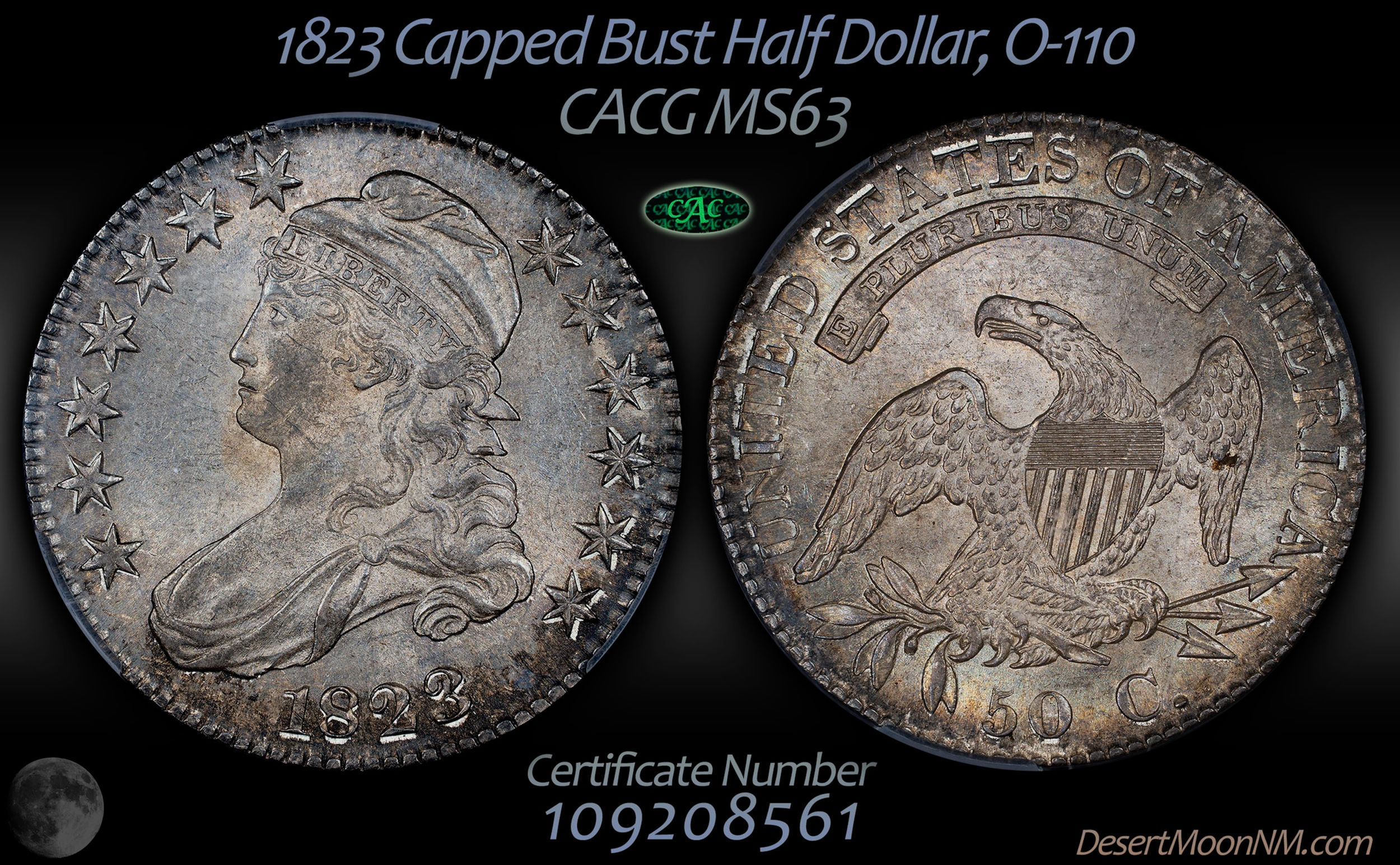 1823 Capped Bust Half, CACG MS63