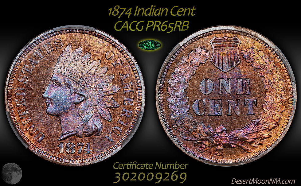 As in the first images but with the coin tilted slightly towards the light.