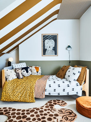 Boys bold attic bedroom