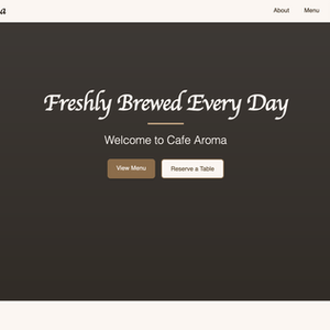 Homepage of Cafe Aroma