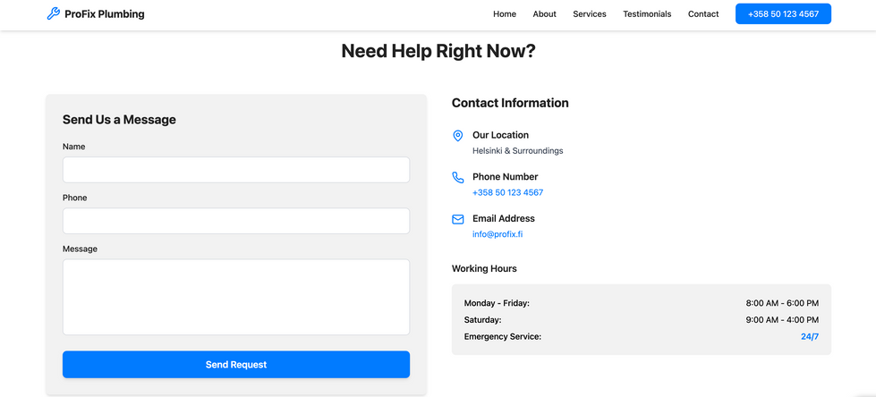 Plumbing Website with Animations — "ProFix Plumbing