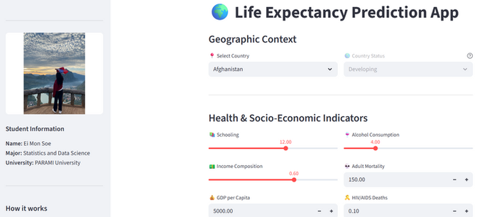 Predicting Life Expectancy: A student-built app turns global health data into insight