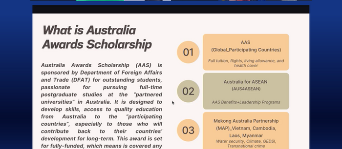 Graduate Talk Series Session 5: Australia Awards Scholarship: One scholar's journey and insights