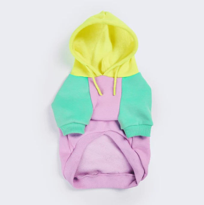 Purple, Turquoise, Yellow Color Block Dog Hoodie | phillypawsandclaws