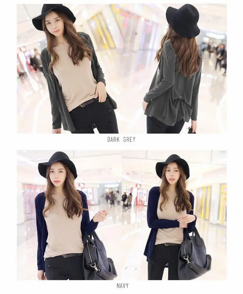 Thumbnail: (BIGSIZE) Spandex Rayon Shawl Cardigan - Navy