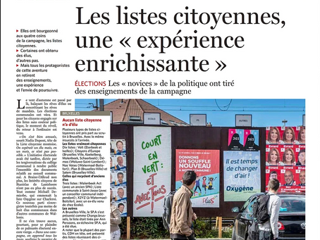 Le Soir: "Les listes citoyennes, une "expérience enrichissante"