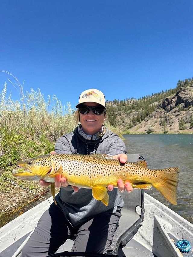 Pam with a nice trout caught on the Missouri River 