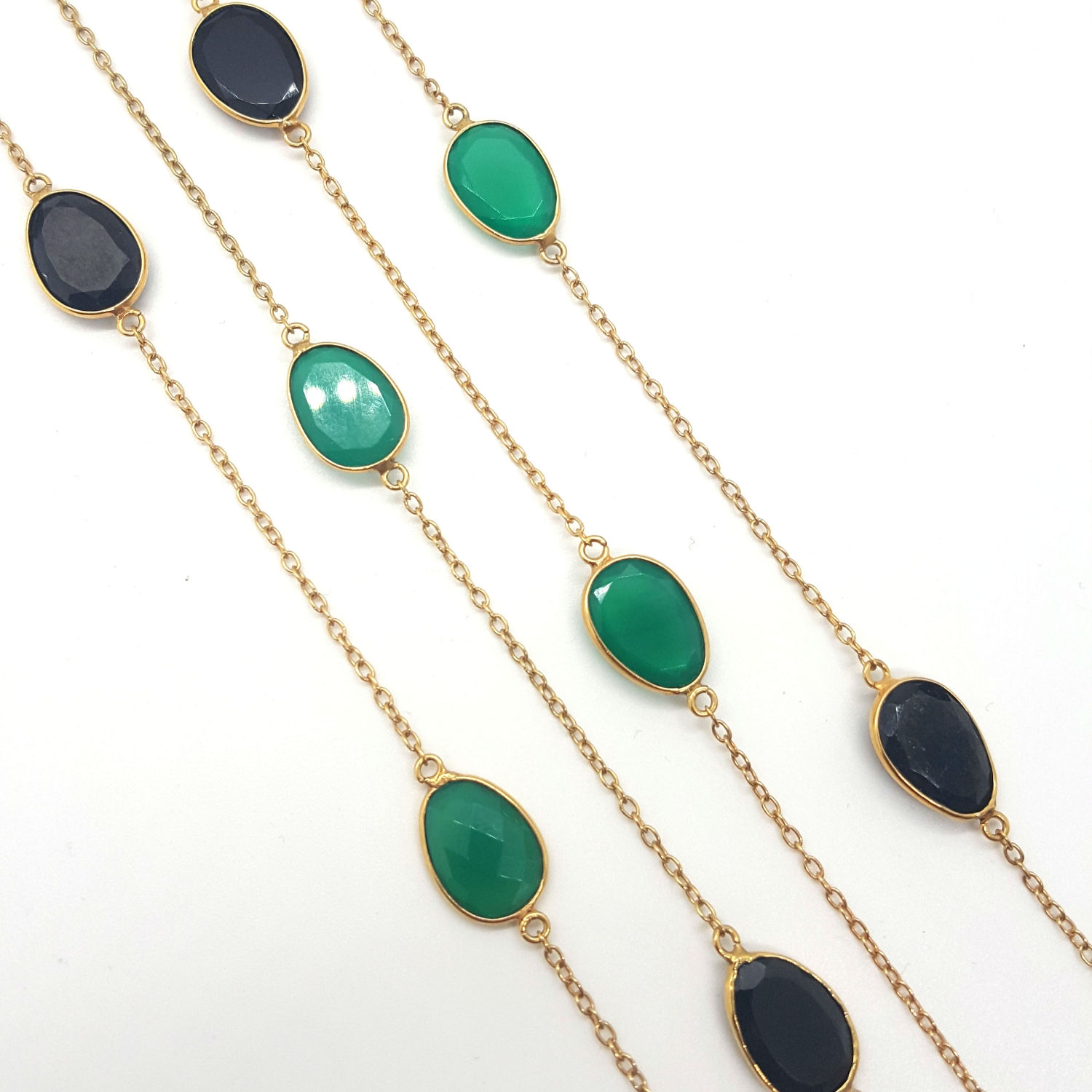 Verde and Black Onyx Station Necklace