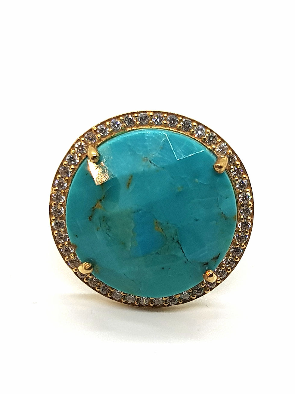 Round Halo adjustable Turquoise ring