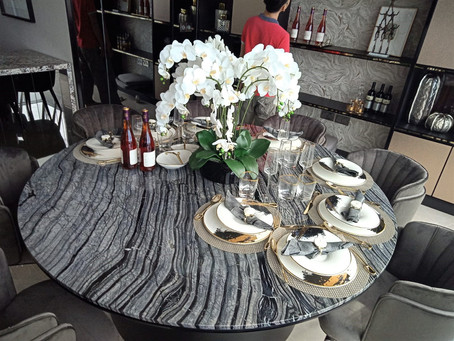 Marble Dining Table - Black Forest