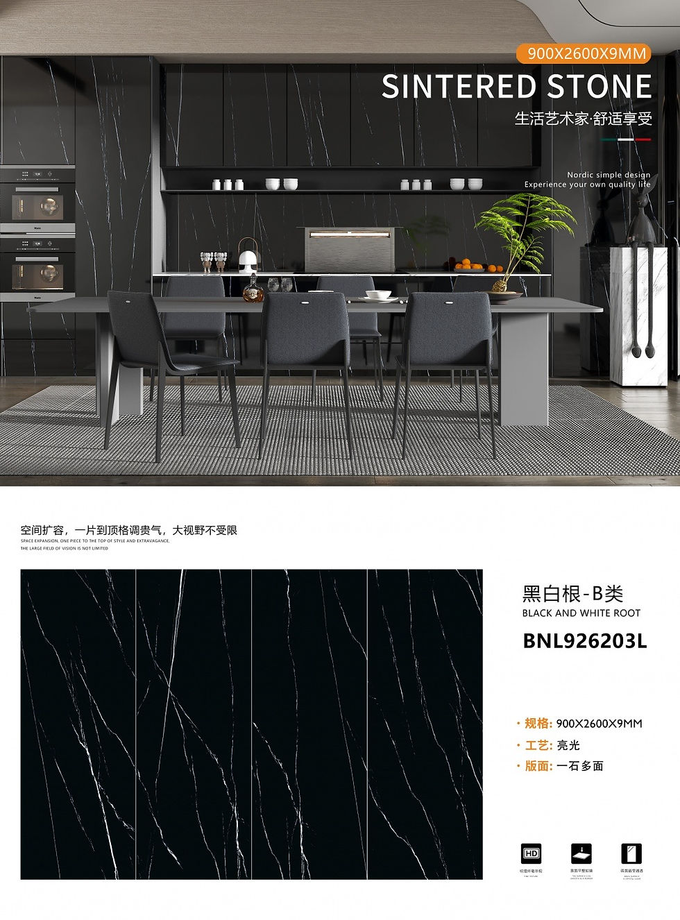 Black and White Root (Sintered Stone)