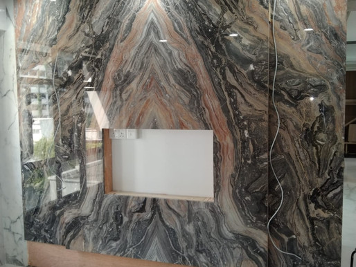 Natural Stone TV Feature Wall & Counter Tops - Grigio Orobico Marble